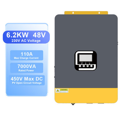 سعر جيد شاشة LCD عاكس شمسي 6.2KVA 48V عاكس شمسي هجين موجة سينية نقية على خارج الشبكة عاكس مع شاحن شمسي MPPT الانترنت