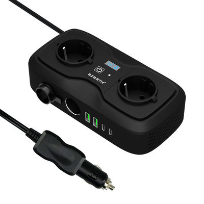 عاكس الطاقة للسيارة Dc 12v إلى 110v Ac مزدوج USB 3.1A GaN PD شاحن سريع