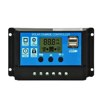 تحكم آلي للوحة الشمسية PWM 12v 24v 10a 20a 30Amp مع شاشة LCD USB مزدوجة
