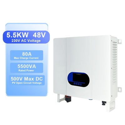 5.5kw 5.5kva شاحن المحول الهجين الشمسي 24V 48V DC إلى 220V AC موجة الصين النقية