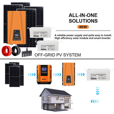 سعر جيد Versatile Power for Your Homestead: 8KW Off-Grid Solar Kit with Adjustable Voltage Inverter to Match All Your Equipment الانترنت